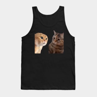 Two Cats Talking Meme, Cat Meme, Funny Cat Tank Top